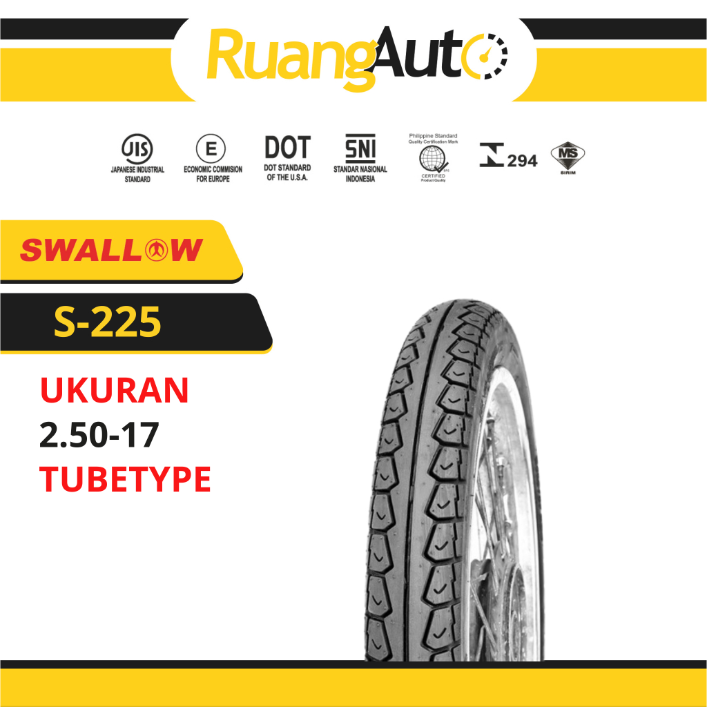 BAN LUAR SEPEDA MOTOR SWALLOW S-225 BOXTER 250-17 RING 17 TUBETYPE