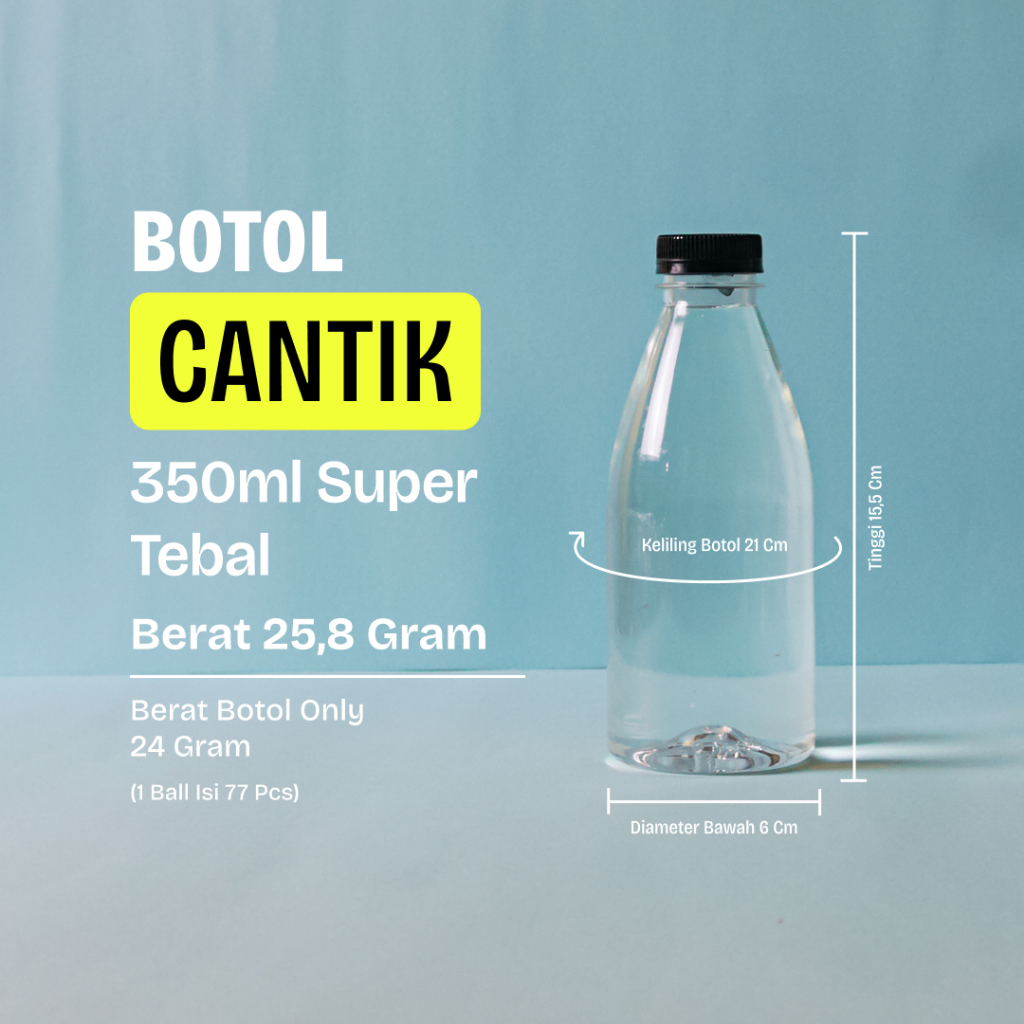 botol cantik 350ml botol plastik TEBAL cantik 350ml