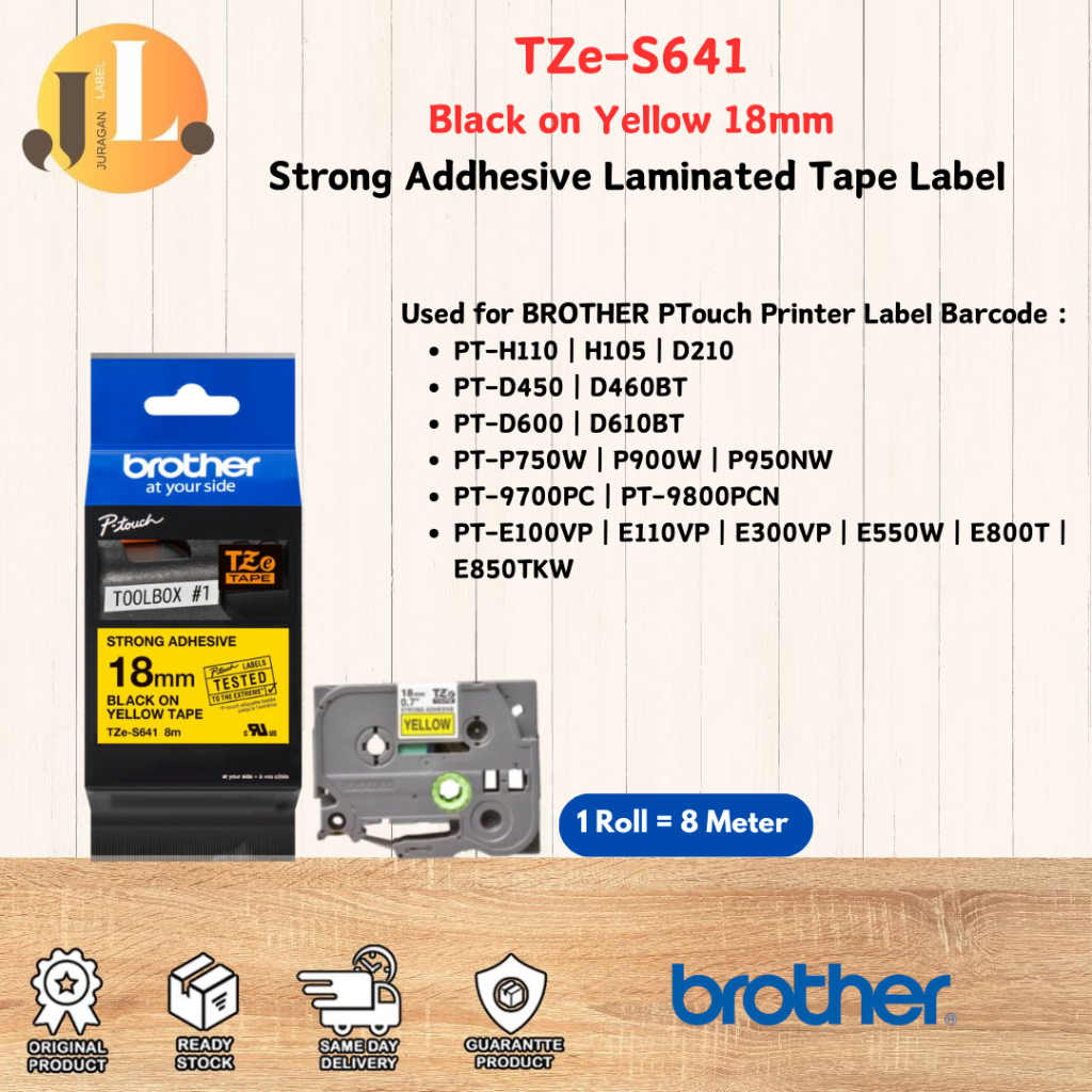 

BROTHER TZe-S641 18mm PTouch Tape Label Barcode TZeS641 Strong Yellow