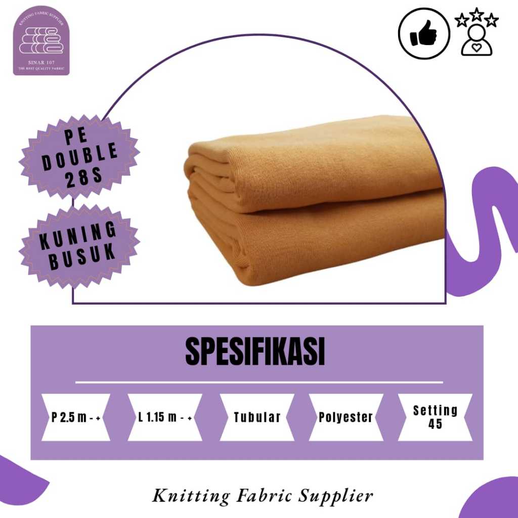 Kain kaos Pe double 28s kiloan | warna KUNING BUSUK