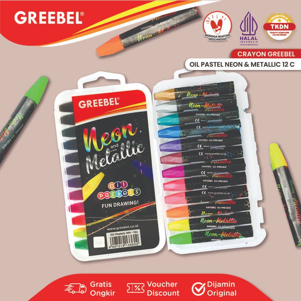 

Greebel Crayon Krayon 12 Warna Neon Metalic / Crayon Oil Pastel 12 Neon Metalic / Crayon Greebel 12 (12C Neon Metalic )