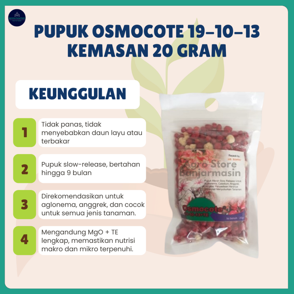 Pupuk Osmocote 19-10-13 kemasan 20gr Pupuk Merah