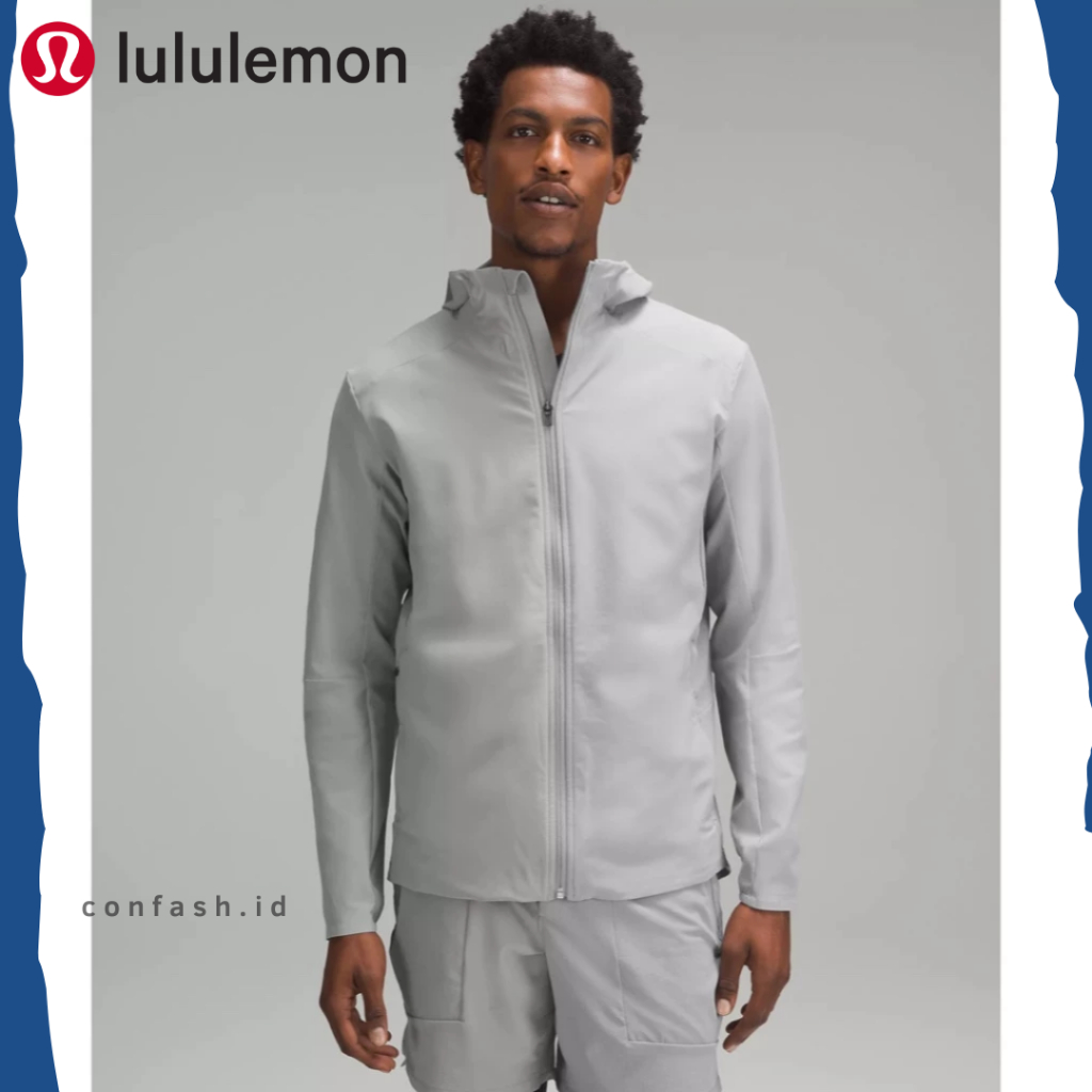 Jaket Lululemon Warp Light Packable Jacket Full-Zip Hoodie Jacket Grey Original Outdoor Windbreaker 