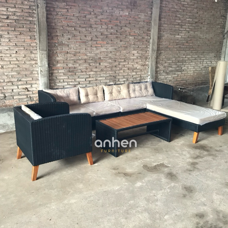Set Sofa Tamu Outdoor Rotan Sintetis / Kursi Tamu Outdoor Rotan Sintetis / Sofa Sudut Rotan Sintetis