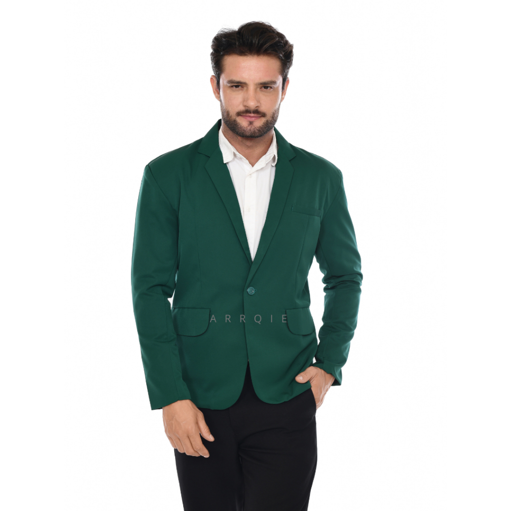 Terlaris  Blazer Pria Formal Model Slim Fit Hijau Botol Bahan Lembut Nyaman Dipakai Jas Premium