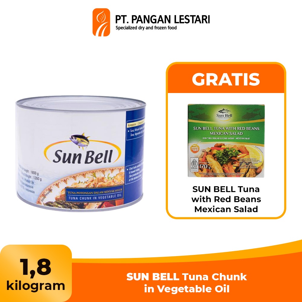 

Sunbell Chunk In Oil 1,8 Kg Free 1 Sunbell Mexican Salad 170 Gr