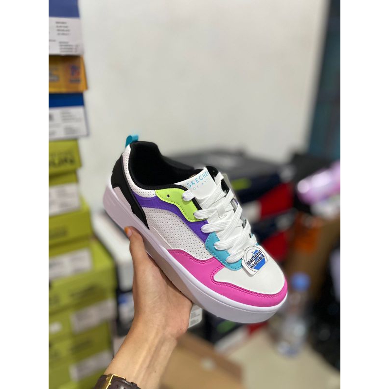 Skechers 310191L/WBMT COURT HIGH-CLASSIC CRUSH WHITE/BLACK/MULTI KIDS 36 37