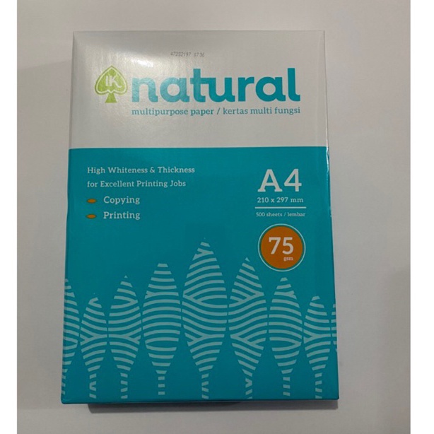 

KODE W7C Kertas Hvs Natural A4 75gr