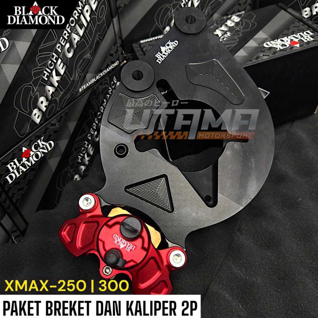 Breket Kaliper Caliper Rear Belakang Xmax250 | Xmax-250 Connected 2P Piston Axial Black Diamond