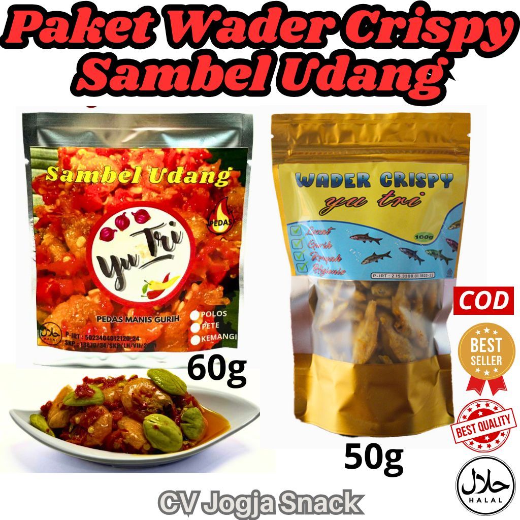 

Kombo Hemat Sambel Udang Pete 60 Gram dan Wader Krispy 50 Gram Lauk Manis Pedas Gurih Renyah Balado