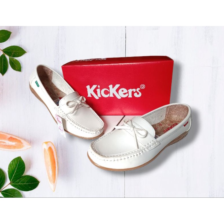 KODE C96T COD Sepatu Pantofel Wanita SlipOn  KICKERS  Putih Hitam Coklat Mocha Krem Jvory SEPATU KER