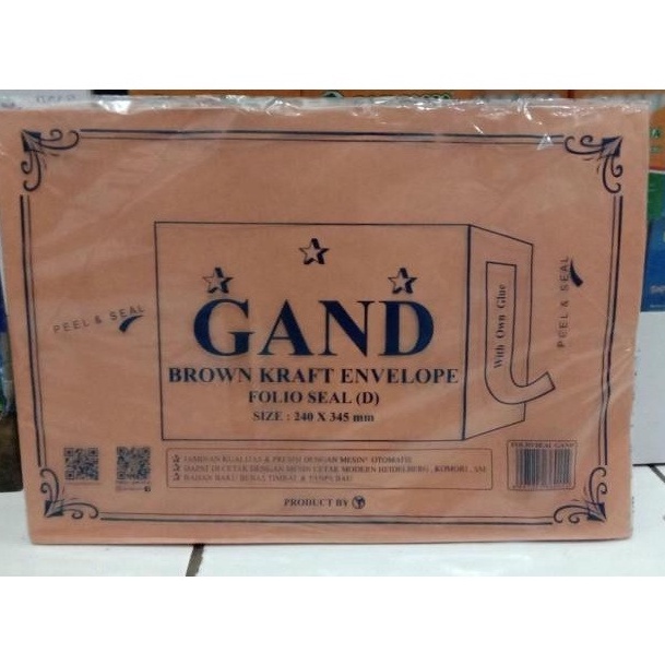 

Terbatas GAND Amplop coklat folio seal ISI 1