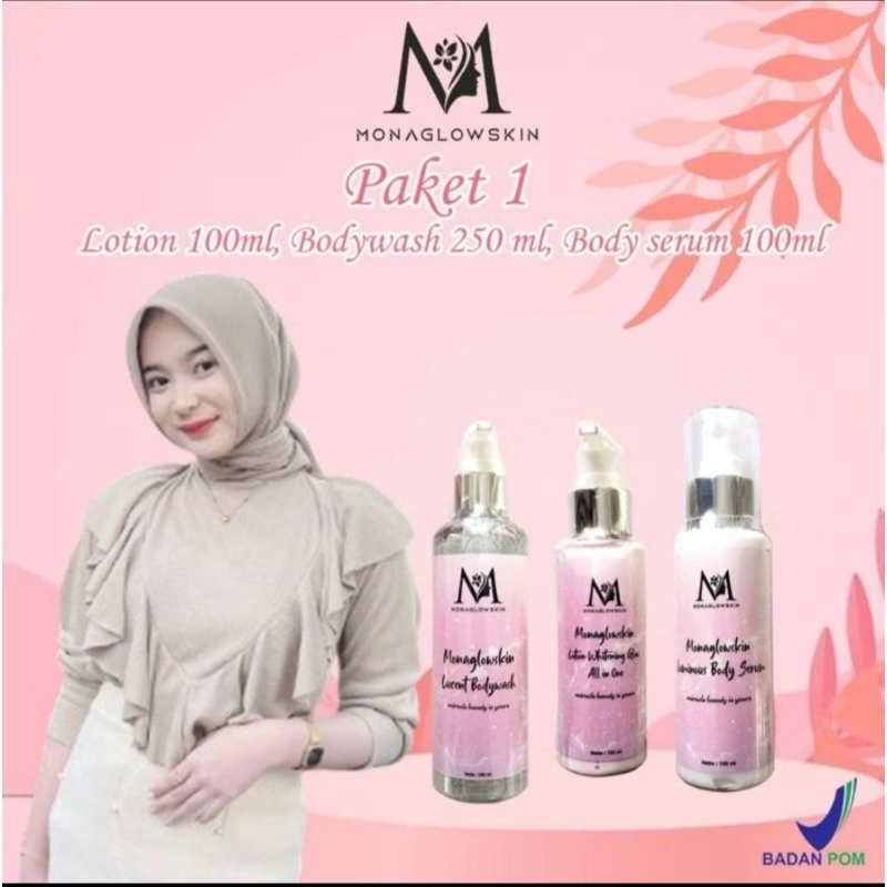 [ FREE TAS] Monaglowskin Paket 1(Lucent Bodywash+Luminous Body Serum+Lotion Whitening Glow)