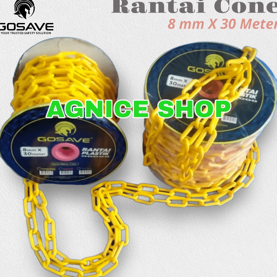 

Langka RANTAI PLASTIK 1 ROLL TRAFFIC CONE 8MM x 3 Meter Safety Cone Pembatas KUNING