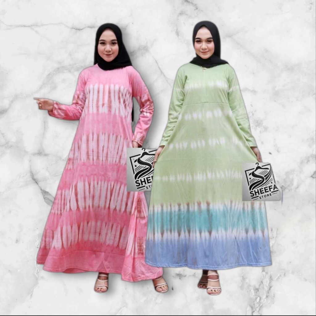 Gamis / Busana Muslim / Bahan Kaos Motif Garis