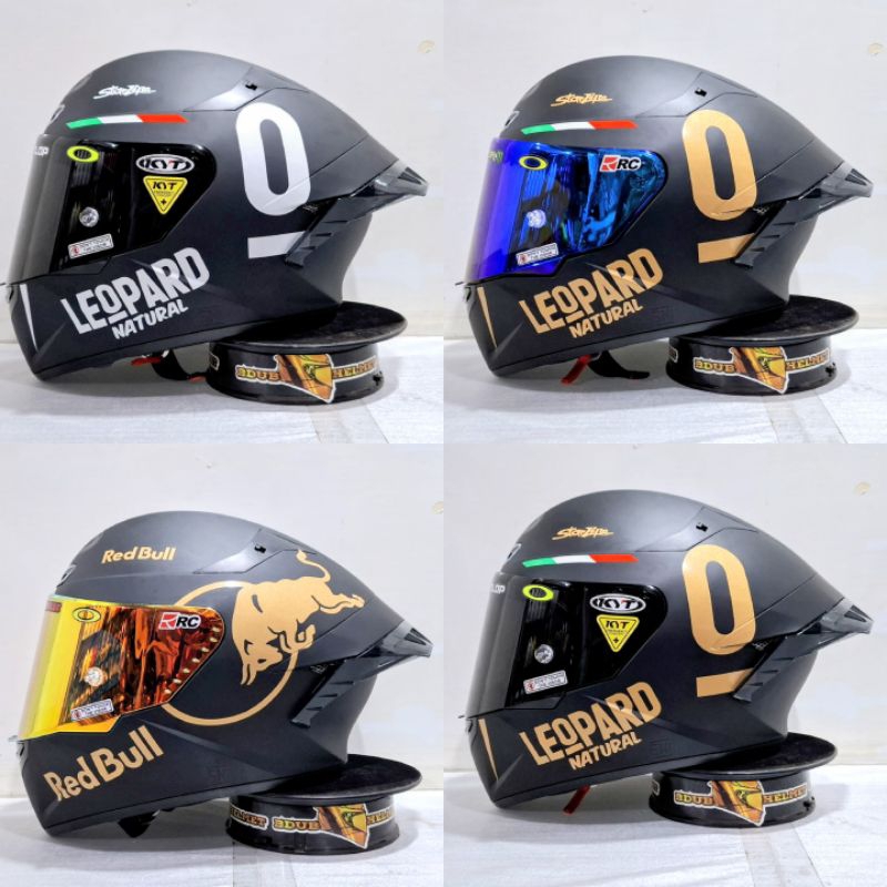 HELM KYT TTC BLACK DOFF PAKET GANTENG LEOPARD/REDBULL
