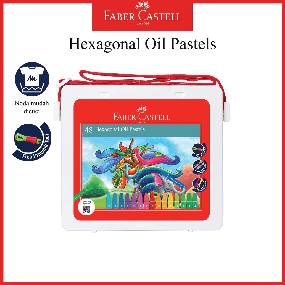

KODE W5F Crayon Faber Castell Hexagonal Oil Pastel 48 Warna Free Perpect Drawing Tools