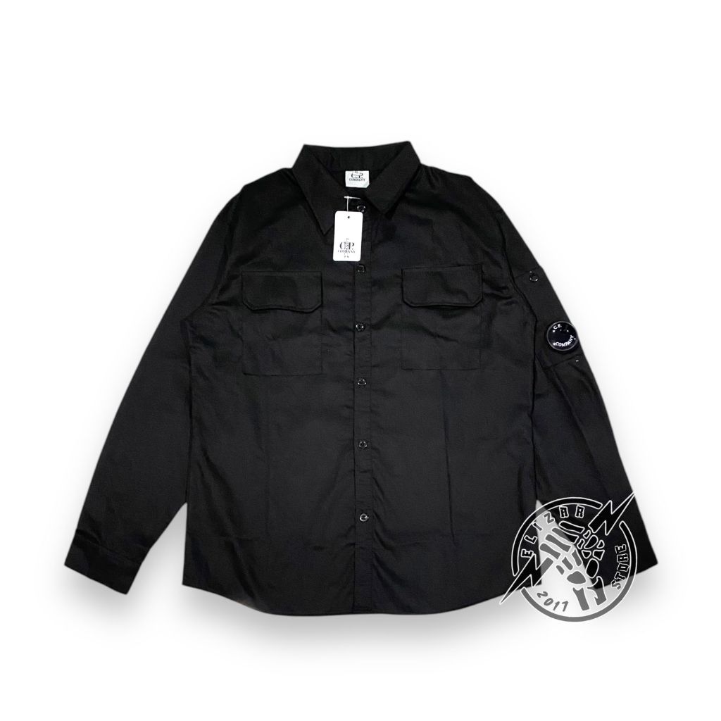 Workshirt Kemeja Hitam CP Company Kemeja Pria Lengan Panjang
