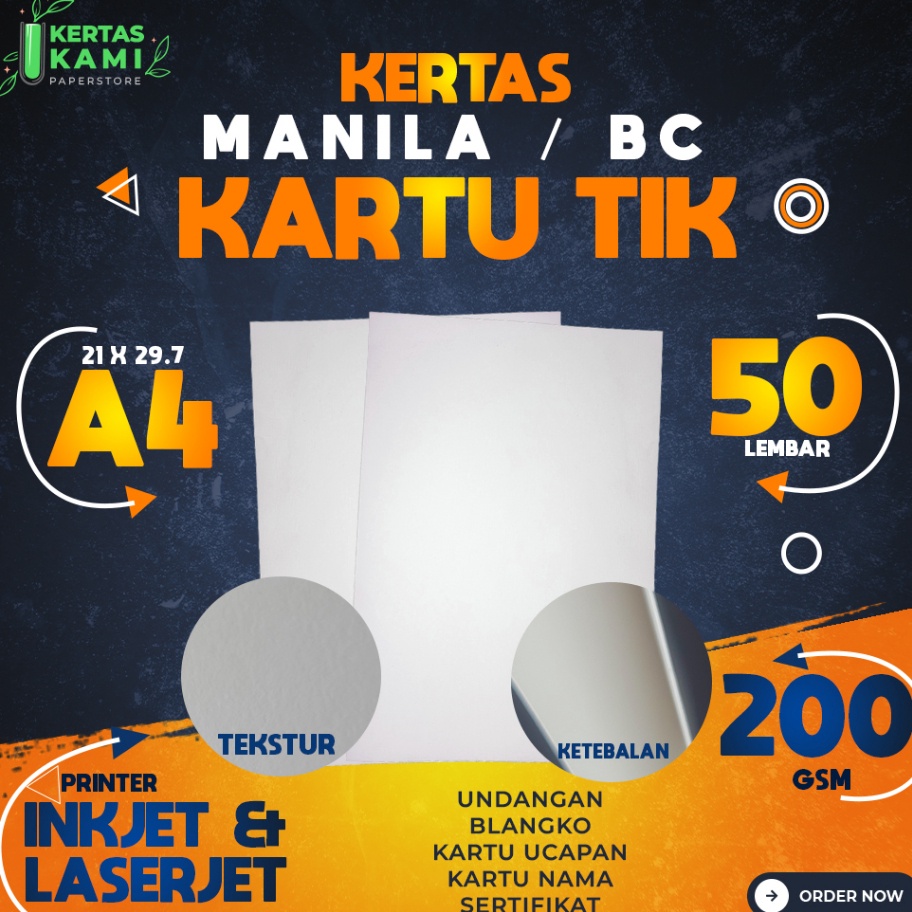

Limit Kes Kartu TIK 2 gsm A4 isi 5 lembar Kes HVS Tebal Manila BC Putih A4 2 gram Kes Undangan Karton Ih Sertifikat Brief Card ukuran A4