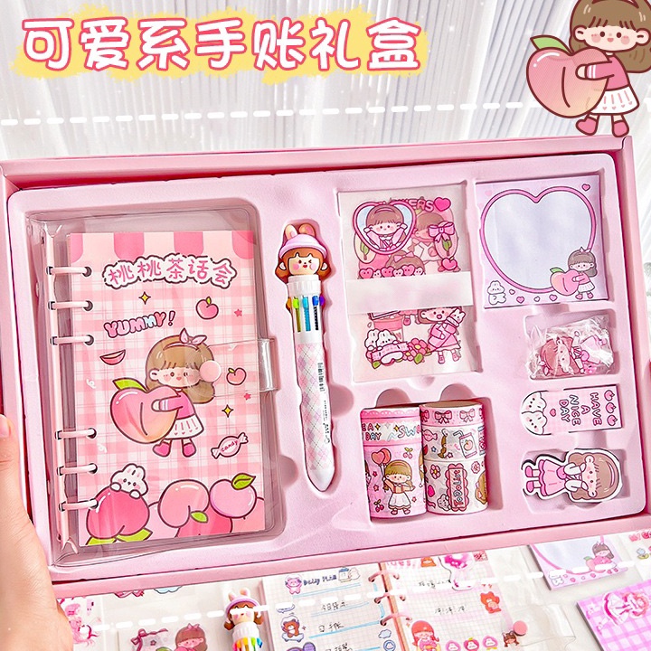 

Ekstra Set Gift Set Diary Book Journaling Kit Korea Stationary Lucu Cute Binder Washi Tape Sticky Notes