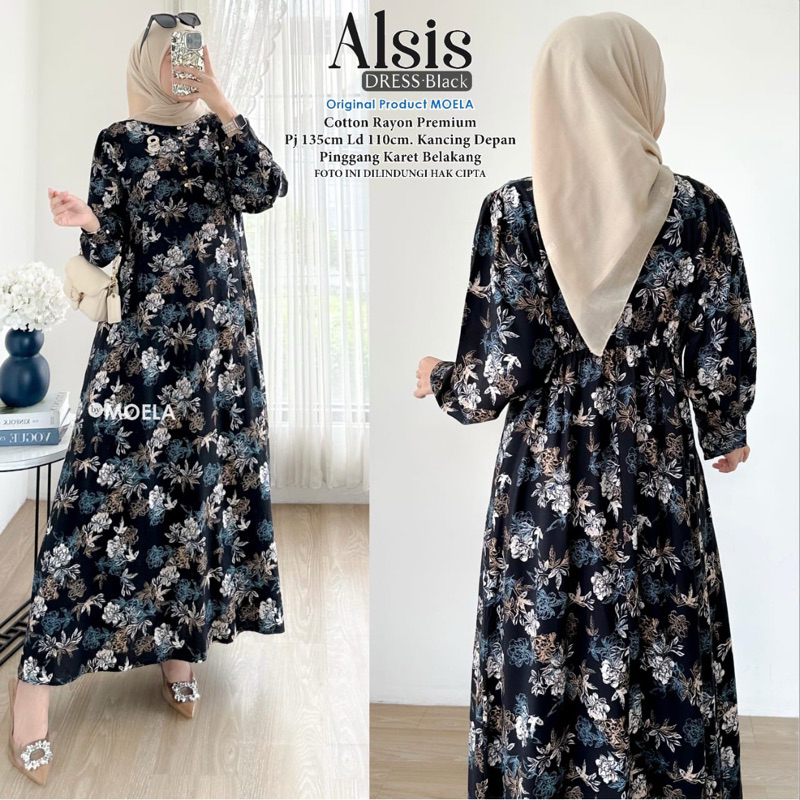 Alsis • QIARI • ALSIN • GIARA DRESS • FELIA MIDI • MOELA • MIDI DRESS NGATUNG MOTIF BUNGA COTTON RAY