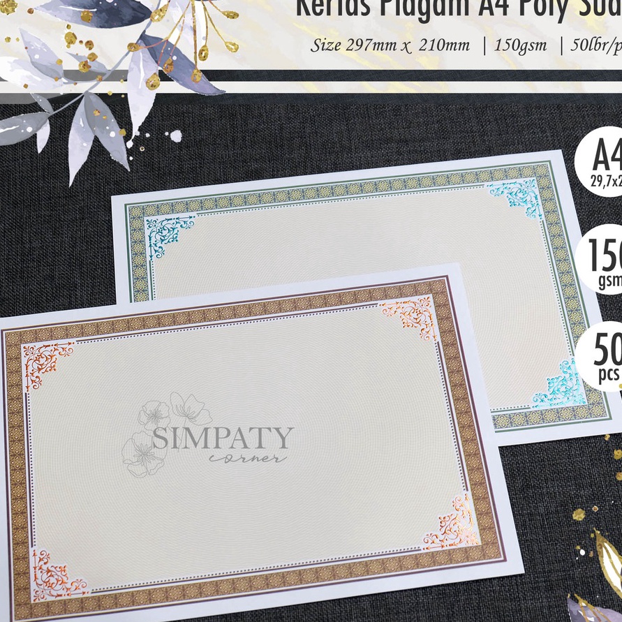 

KF7 Kes Blanko Piagam A4 Simpaty foil sudut