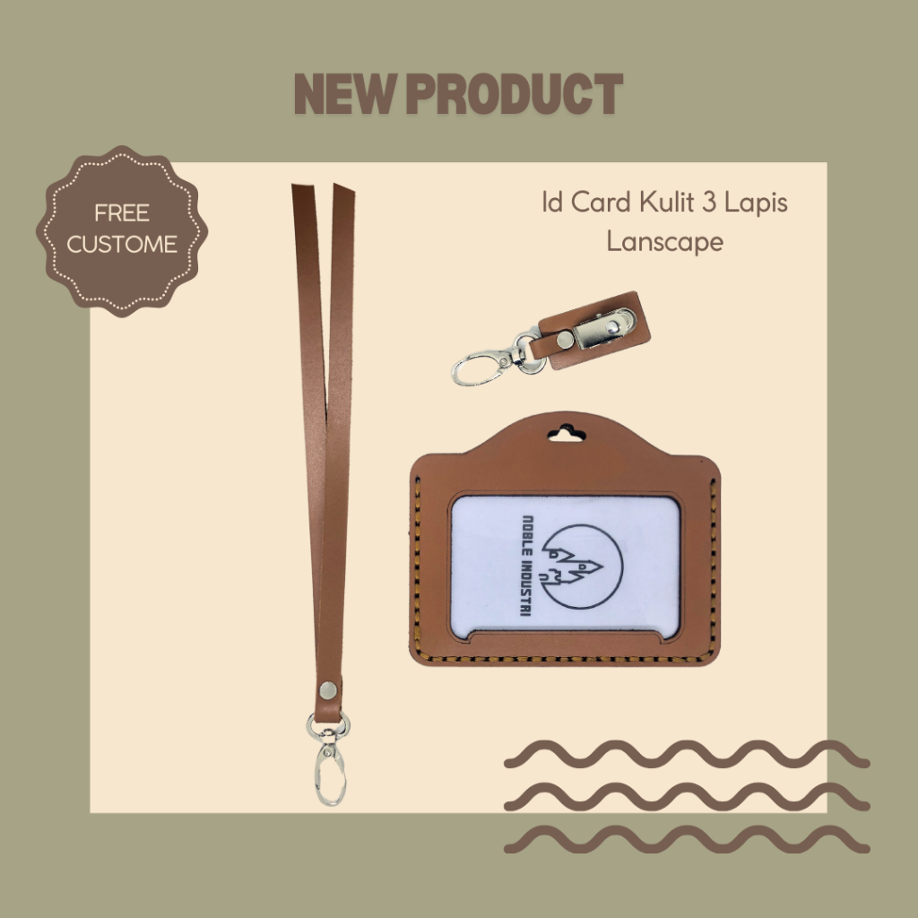 

Id Card Holder Nametag Lanyard Kulit Landscape Custom