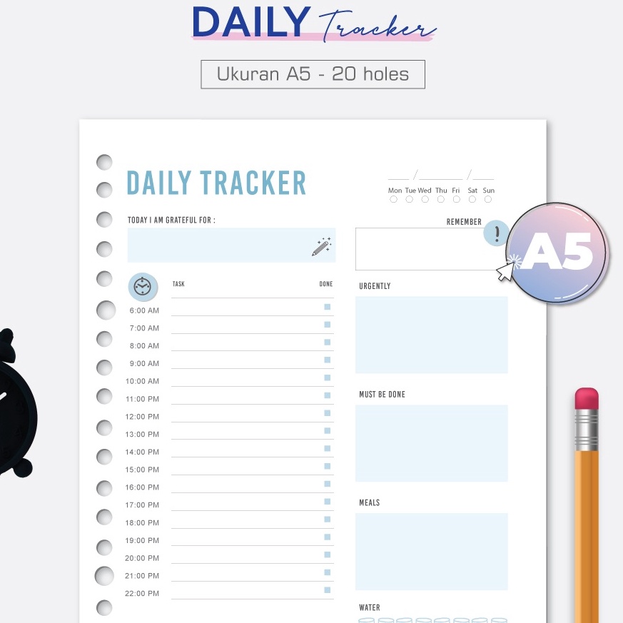 

HJ6 Bukuqu Loose leaf A5 L216 Daily Tracker Kes Binder