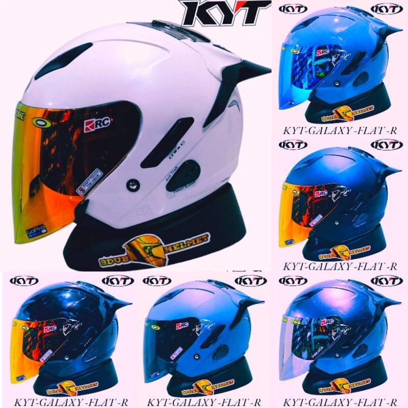 Helm KYT galaxy flat R White paket ganteng original KYT