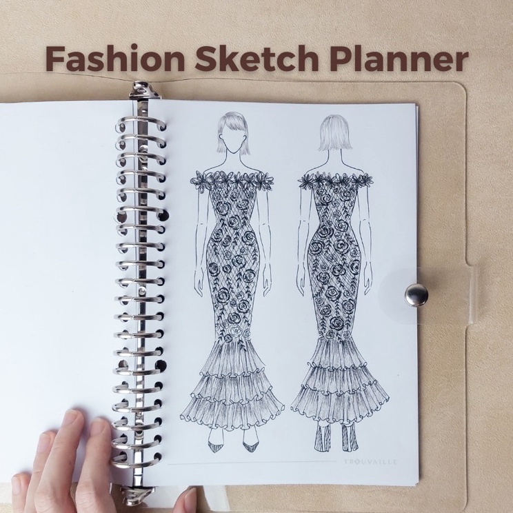 

Hemat Pilihan Fashion Sketch Planner Binder Sketsa Fashion Designer ukuran A5 Buku Template Figur Gambar Baju