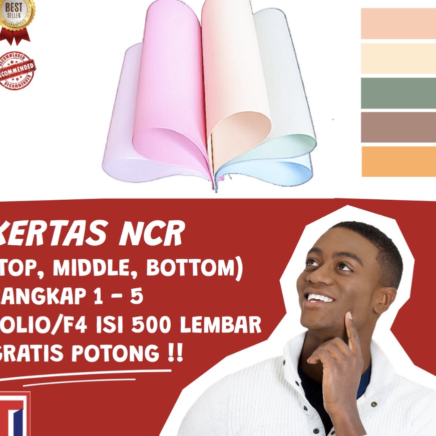 

KI3 Kes NCR Multi Copy Multicopy Top Middle Bottom 15 Ply Ukuran Folio F4 A4 isi lembar warna putih pink kuning hijau biru