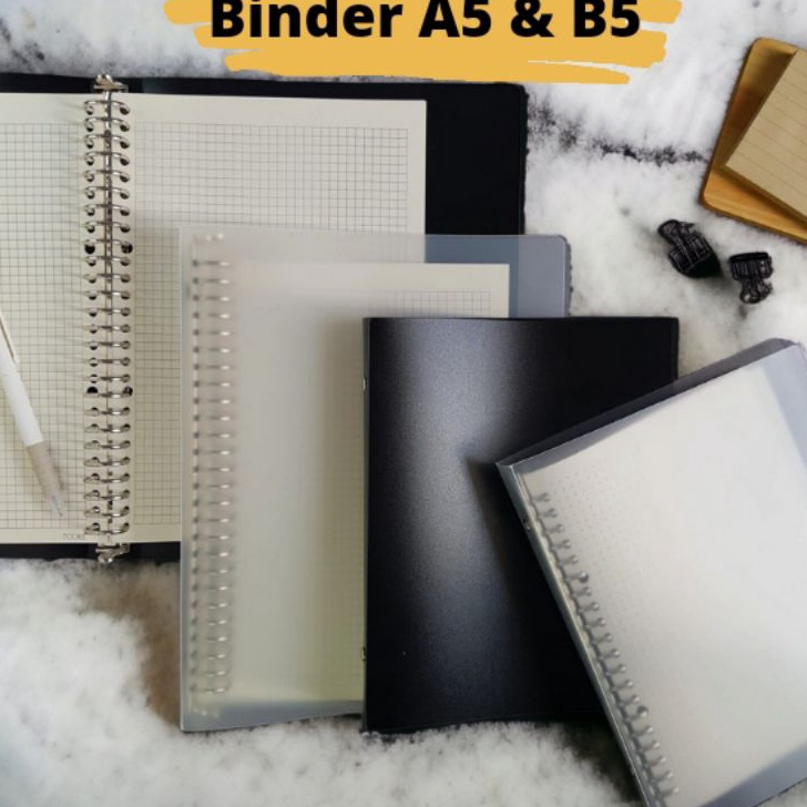 

Eksklusif BINDER NOTE BUKU BINDER TRANSPARAN A5B5 DOTTEDGRID BLANK