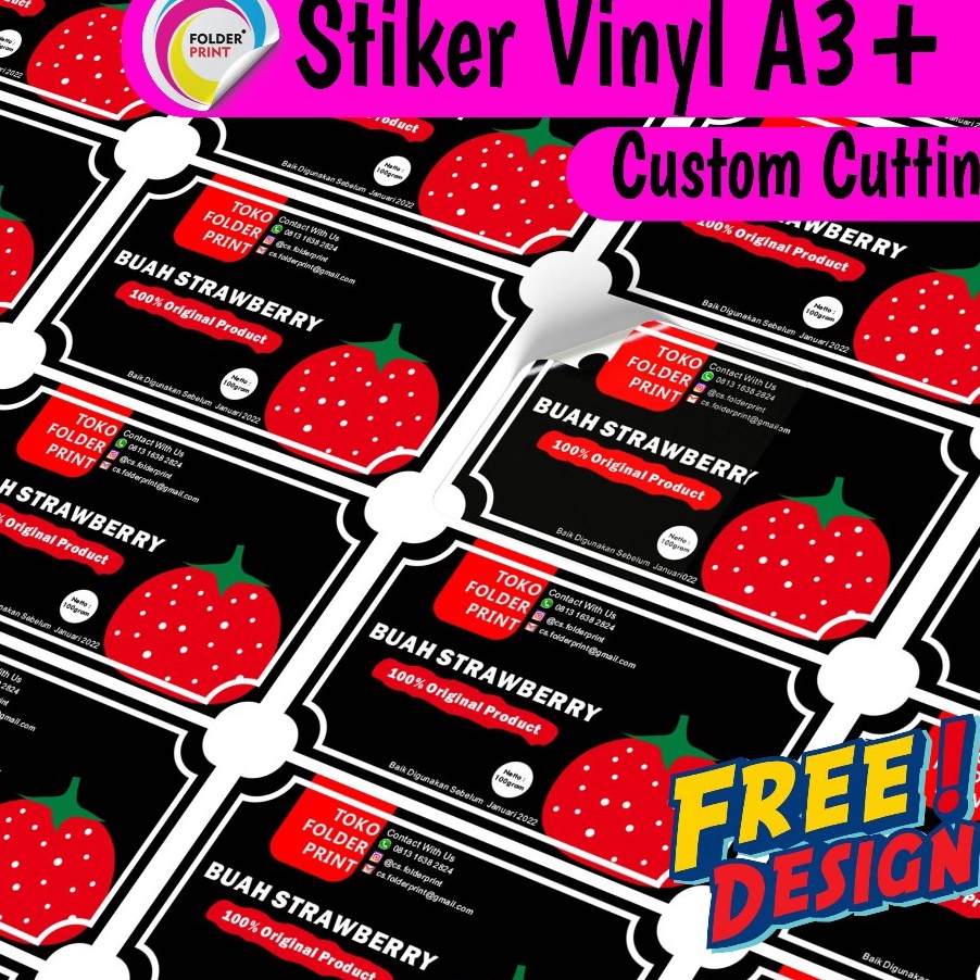 

MURAHMERIAH Stiker Vinyl A3 Anti Air Label Kemasan Produk Custom Cutting