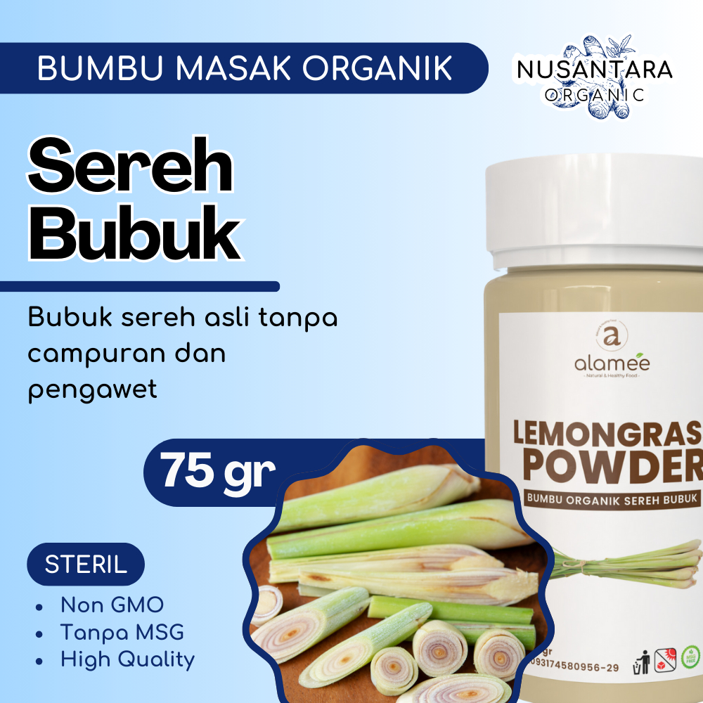 

ALAMEE Bubuk Sereh Tabur 75 gram Lemongrass Powder Serai Bumbu Masak Dapur Organik Rempah Rimpang
