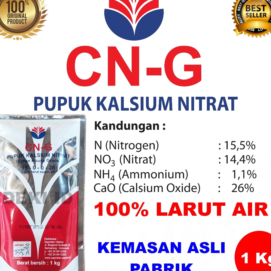 ORDER CNG Pak Tani 1 Kg Pupuk Kalsium Nitrat Calcium CNG Kemasan Pabrik Hidroponik Green House Grade