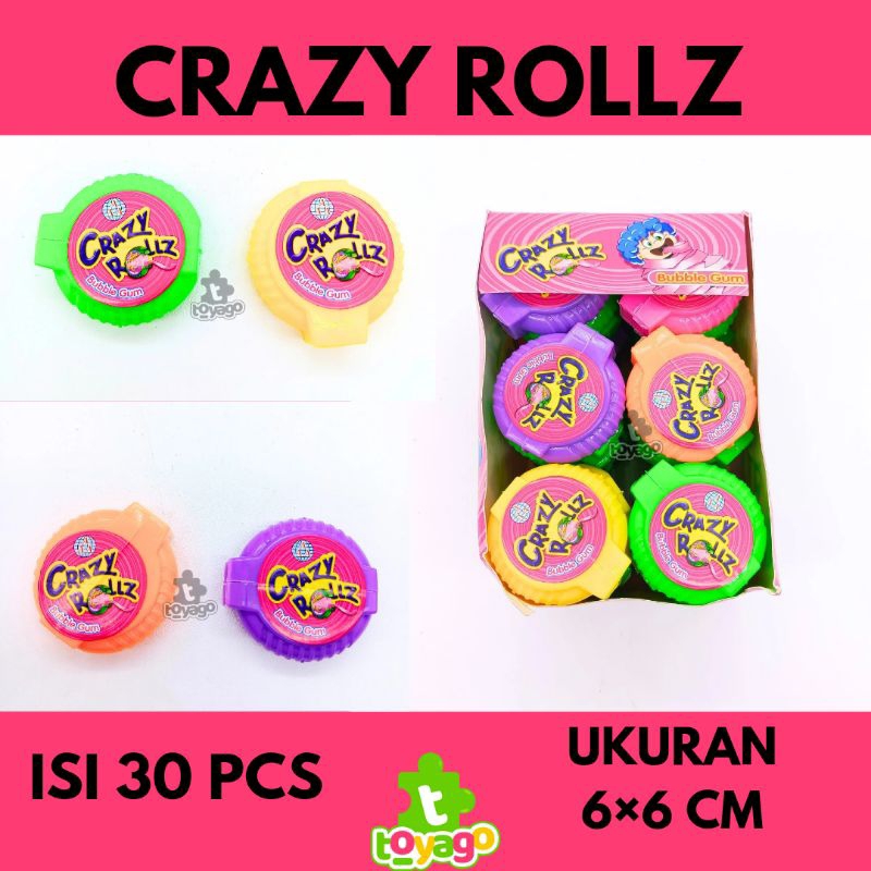 

CRAZY ROLL BUBBLE GUM/PERMEN KARET BENTUK ROLLS ISI 30