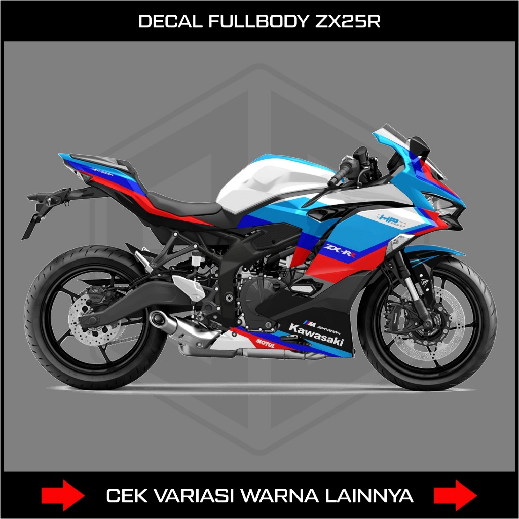 STIKER DECALS FULL BODY MOTOR KAWASAKI NINJA ZX25R / ZX25RR EDISI BMW HP4 / DECAL ZX25R / ZX25RR