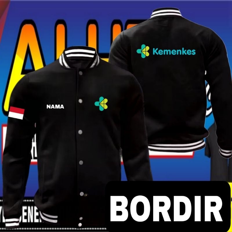 Jaket bordir Kemenkes jaket Kemenkes jaket varsity Kemenkes jaket baseball Kemenkes jaket seragam Ke