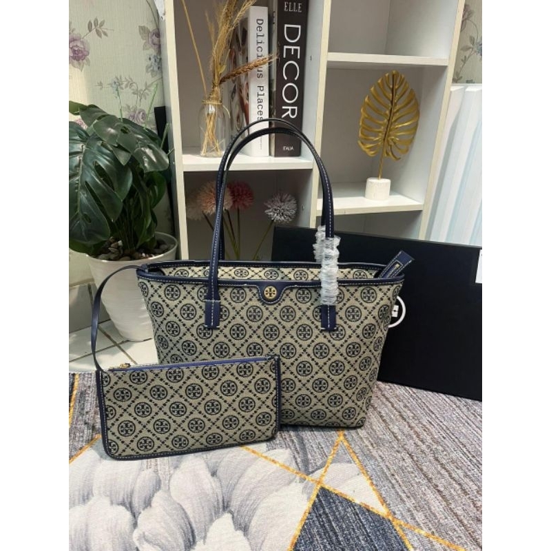 TAS TOTE BAG TORY BURCH BAHAN KANVAS || TAS IMPORT PREMIUM AUTHENTIC (uk30cm Free box)