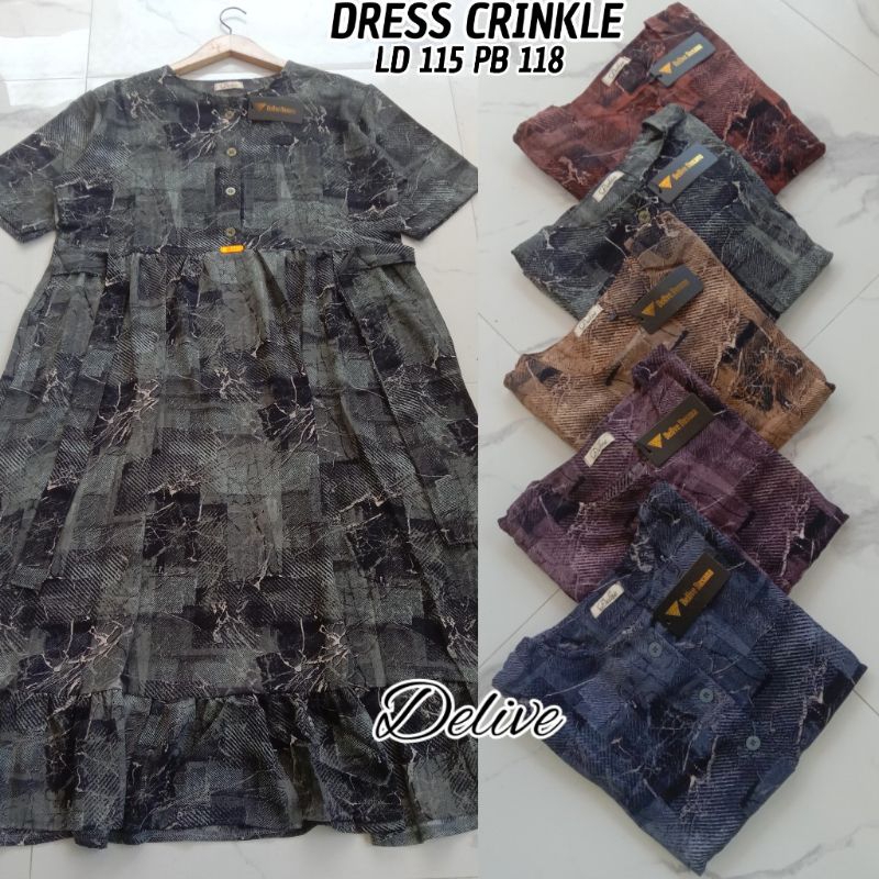 Dress Crinkle Motif Abstrak//Dress Crinkle motif//Homey Dress Crinkle