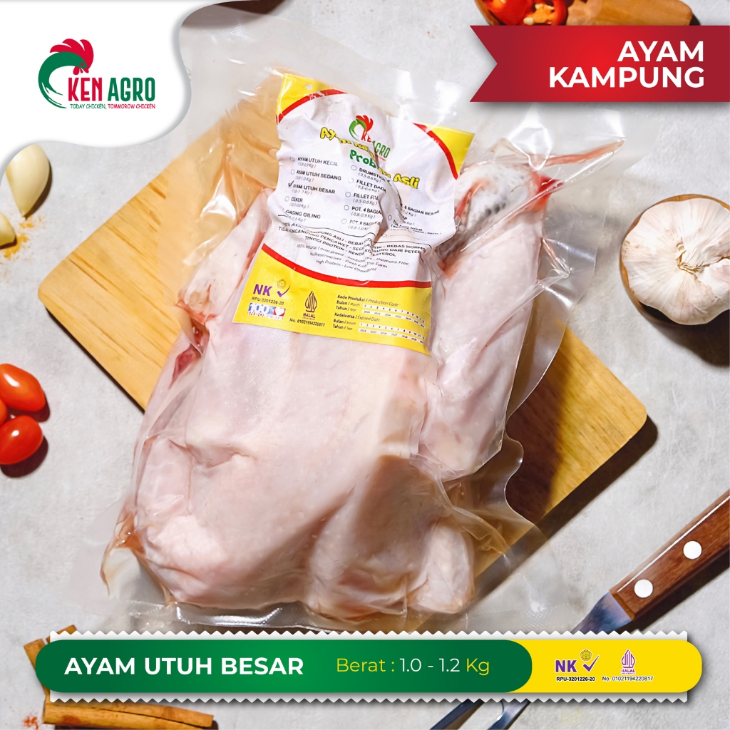 

Ken Agro Ayam Kampung Probiotik Utuh Besar L 1.0-1.2 kg Frozen