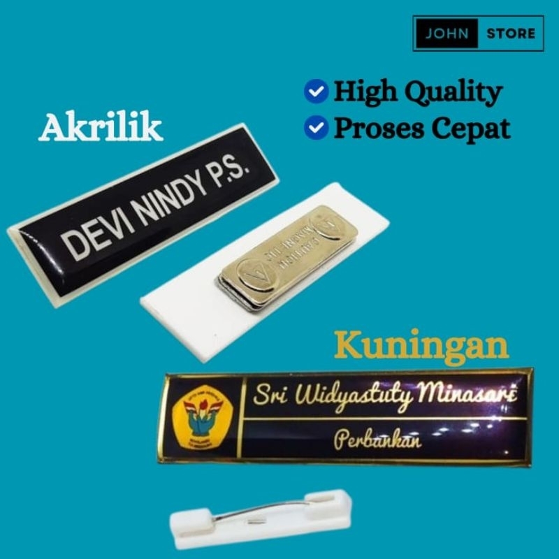 

Name tag / Papan Nama / Nama Dada / Akrilik Kuningan / Custom