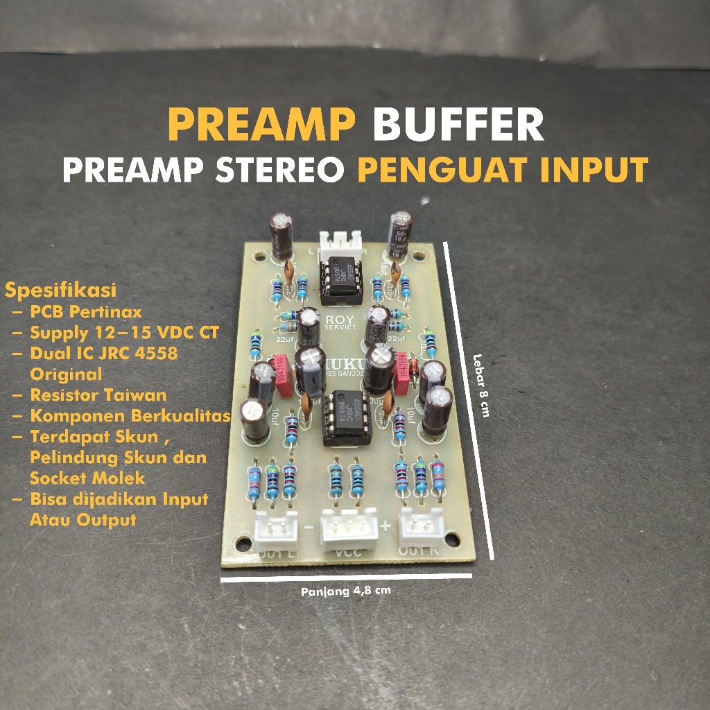 Kit Preamp Penguat Input Power IC JRC4558 Original / Preamp Buffer Dual IC JRC4558 Original