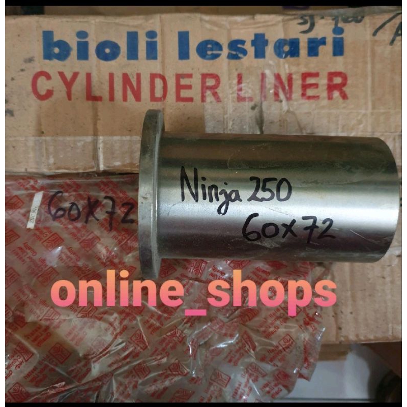 Cylinder liner foring boring ninja 250 ukuran lubang 60 luar 72 panjang 128 kuping 95 mm BIOLI