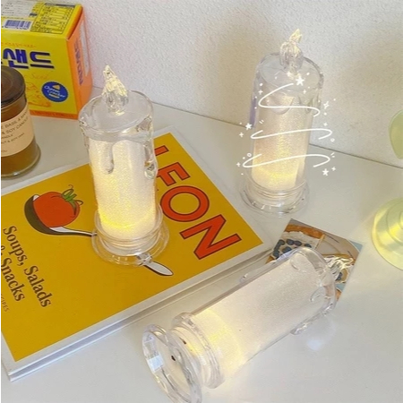 Lampu Lilin Akrilik LED Estetik Tanpa Asap Dekor Meja Kamar Unik — 9