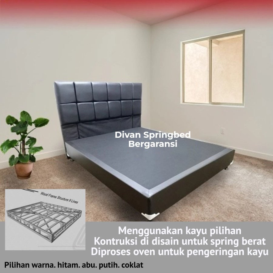 Divan Springbed ranjang kasur divan box Rangka kayu  Full Sandaran Bandung