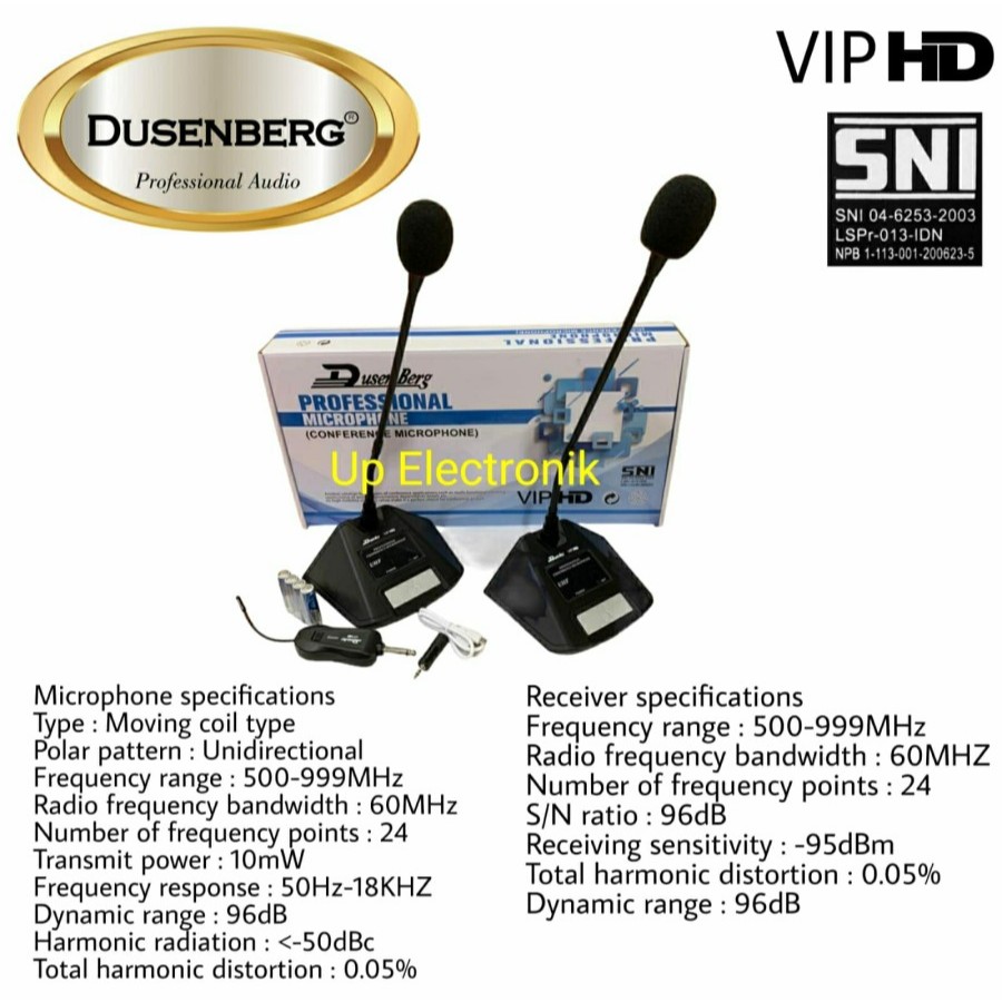 Mic Conference Wireless DUSENBERG VIP HD 2 Mic Meja Wireless Original