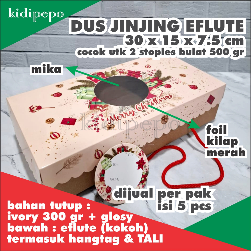 

DUS JINJING EFLUTE NATAL / CHRISTMAS KUKER STOPLES BULAT 500gr 2toples UK. 30 x 15 x 7.5 CM - ISI 5 SET