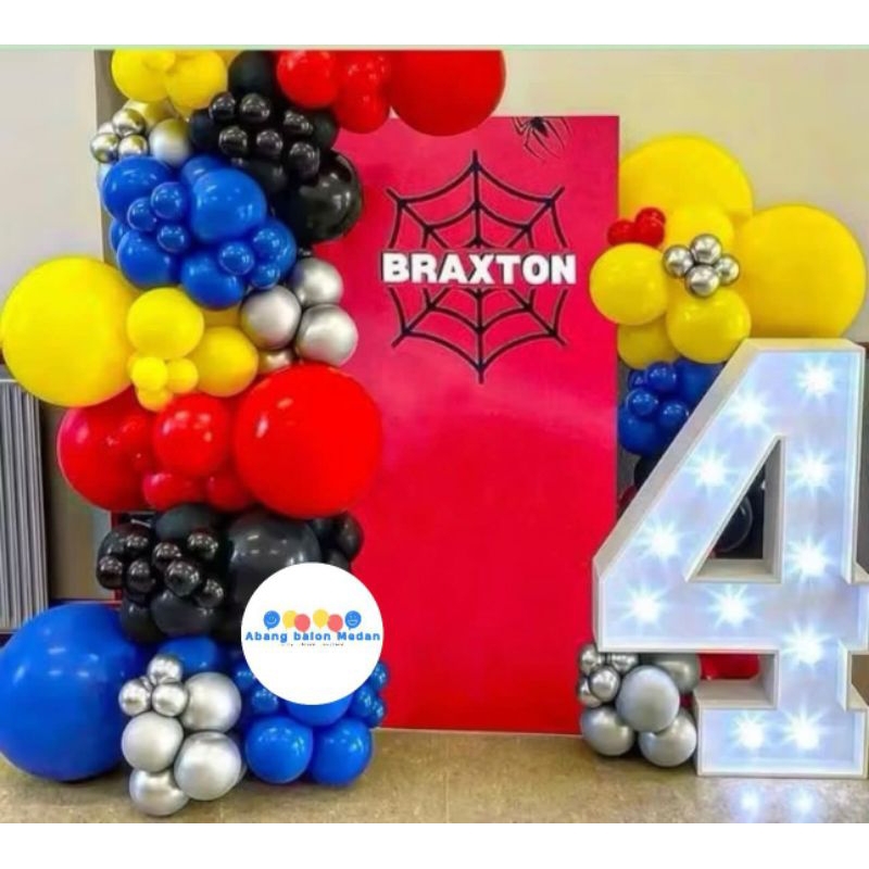 Paket Balon SPIDERMAN GARLAND / Dekorasi Ulang Tahun Spiderman