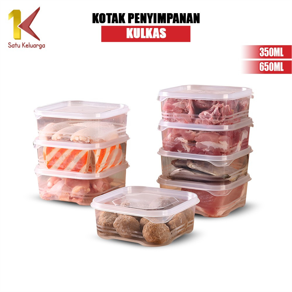 Satu Keluarga Kotak Penyimpanan Makanan Kulkas 350ML C1142 Wadah Ikan Daging Bahan Makanan Bpa Free